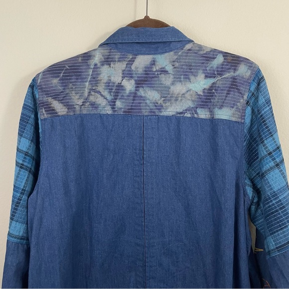 JOHNNY WAS Moonlight Tie Dye Patchwork‎ Boho Utility Jacket Size Large - Picture 11 of 13